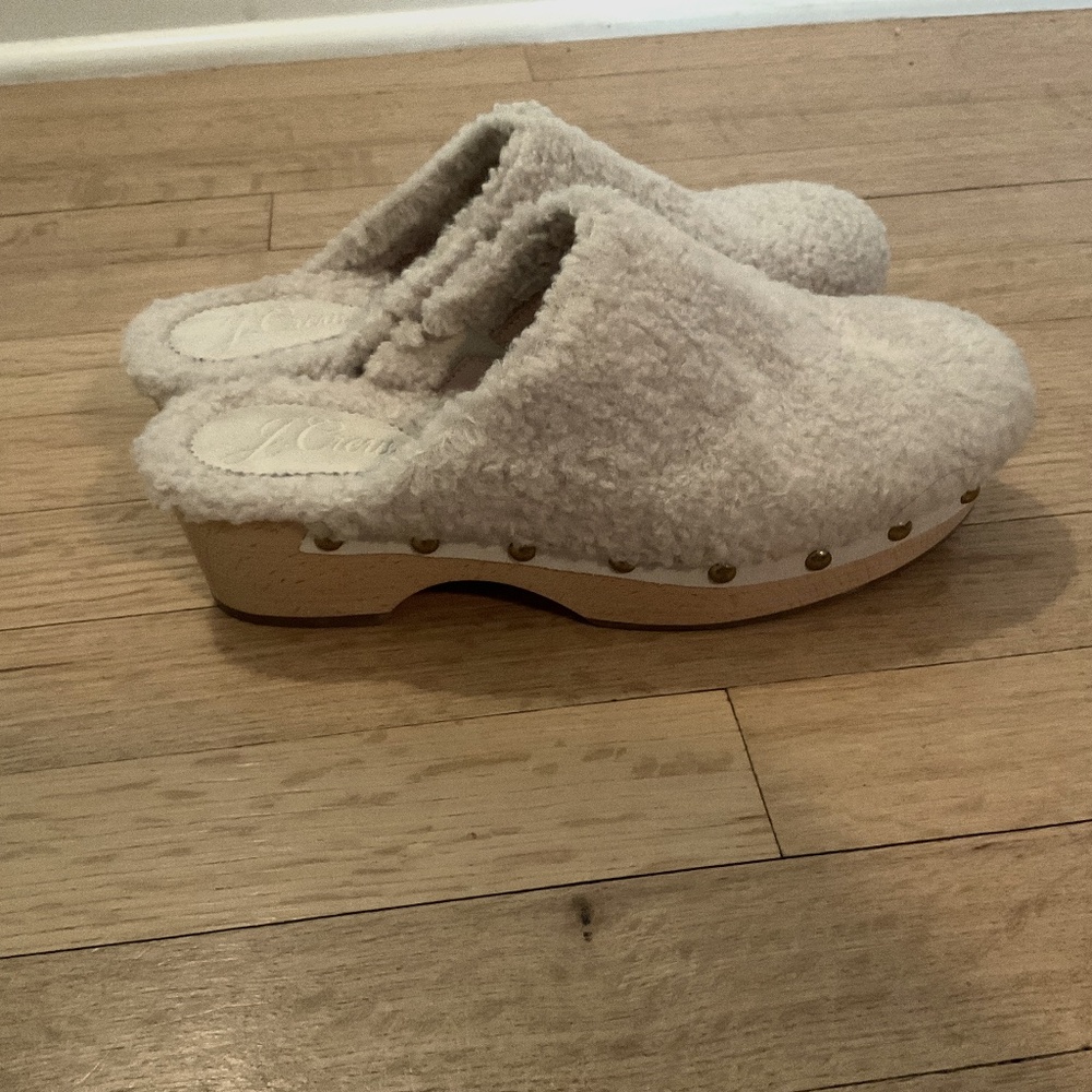 Jcrew fur clogs